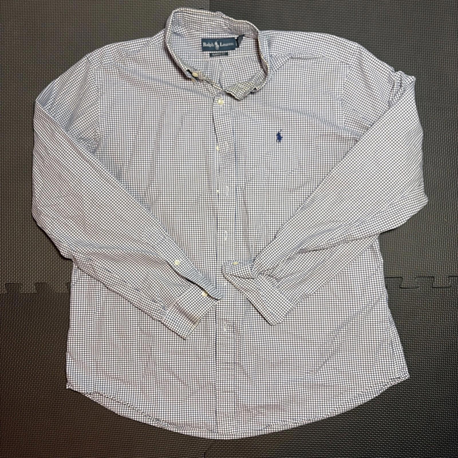 Polo Ralph Lauren Vintage Button Down Shirt Mens Extra Large Xl Blue White Plaid